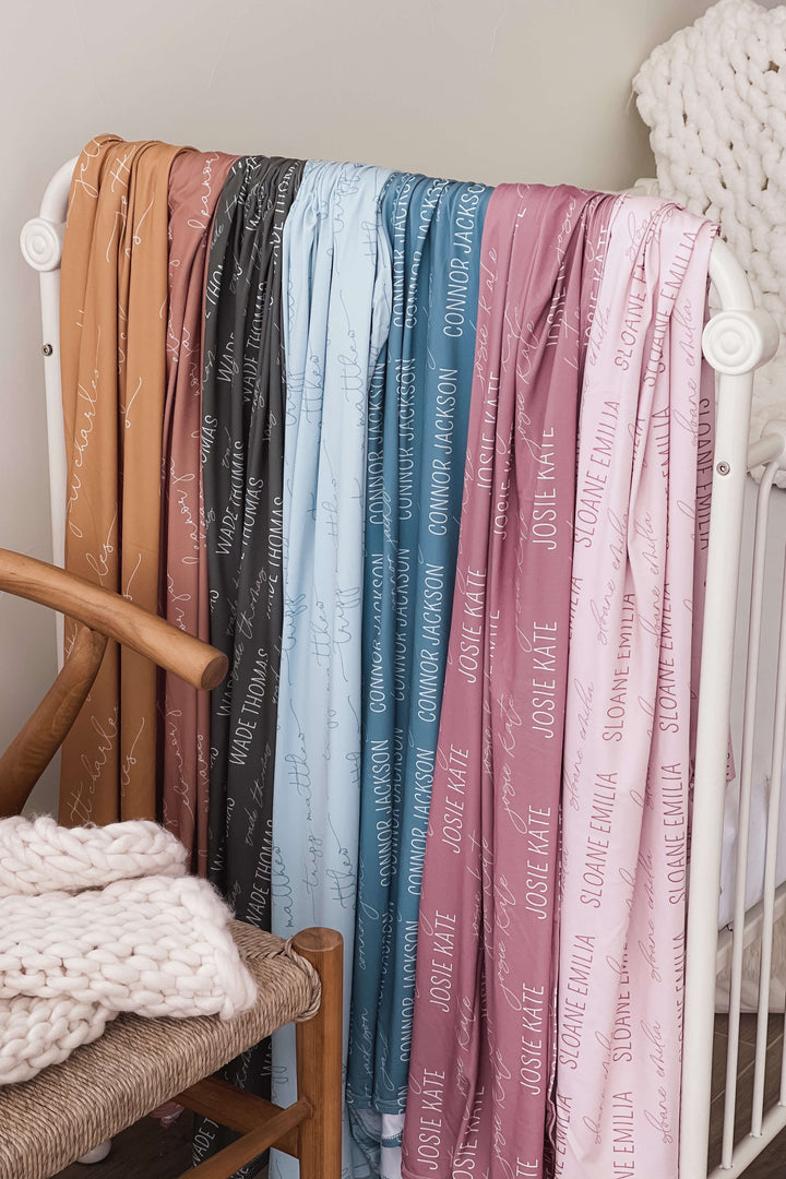 baby name swaddle blanket personalized 