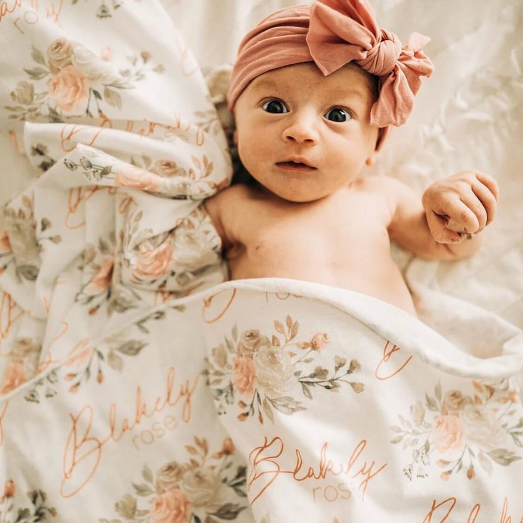 rose vine personalized swaddle blanket 