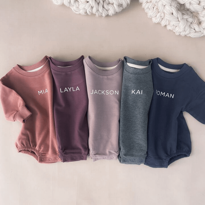 fall tones personalized sweatshirt bubble romper 