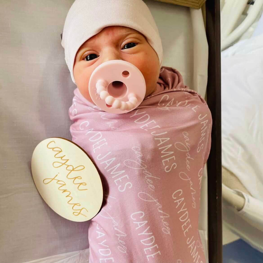 personalized name swaddle blanket for newborns mauve