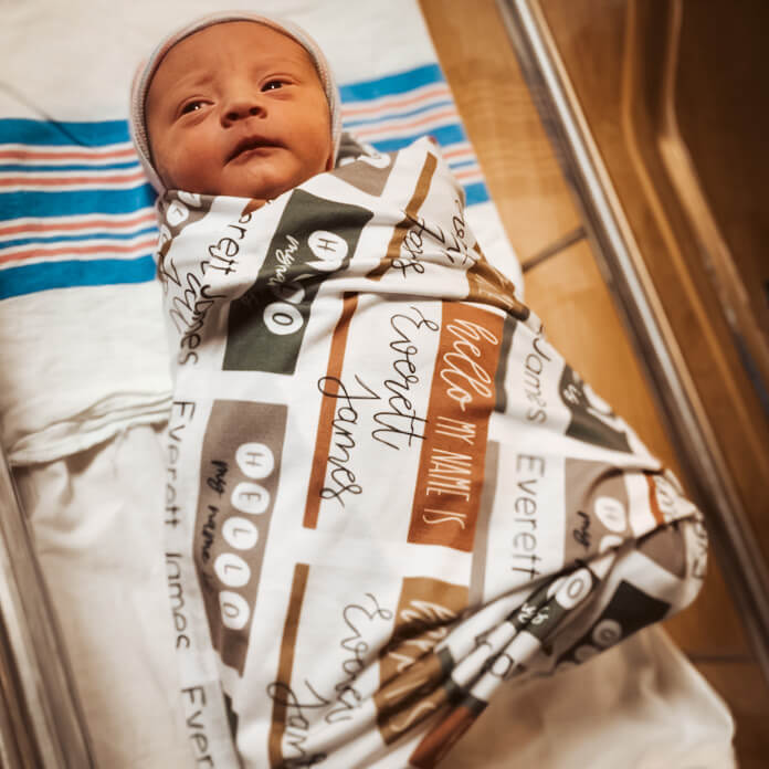 orange green yellow personalized swaddle blanket
