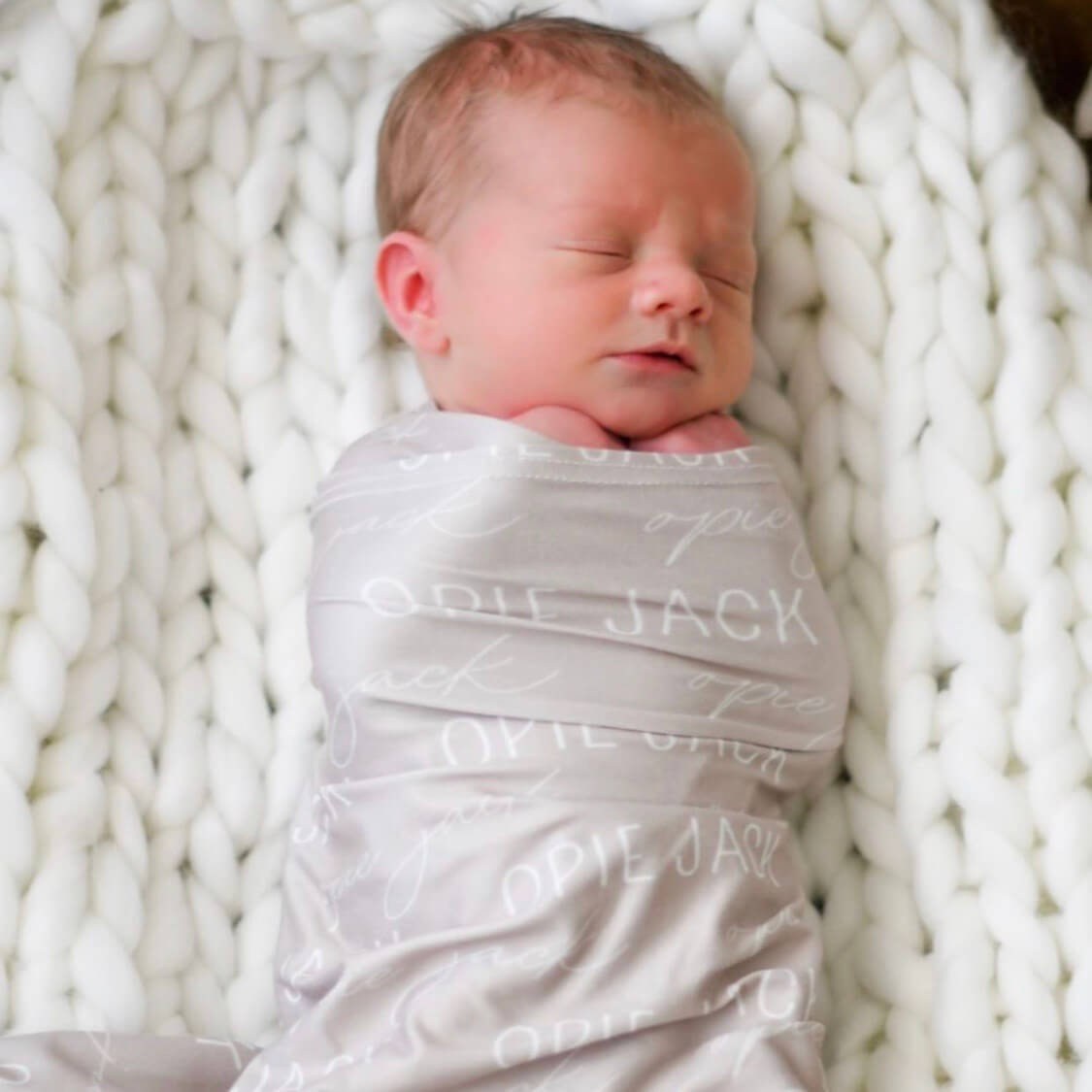 Personalized Stone Baby Name Swaddle Blanket - Block & Script