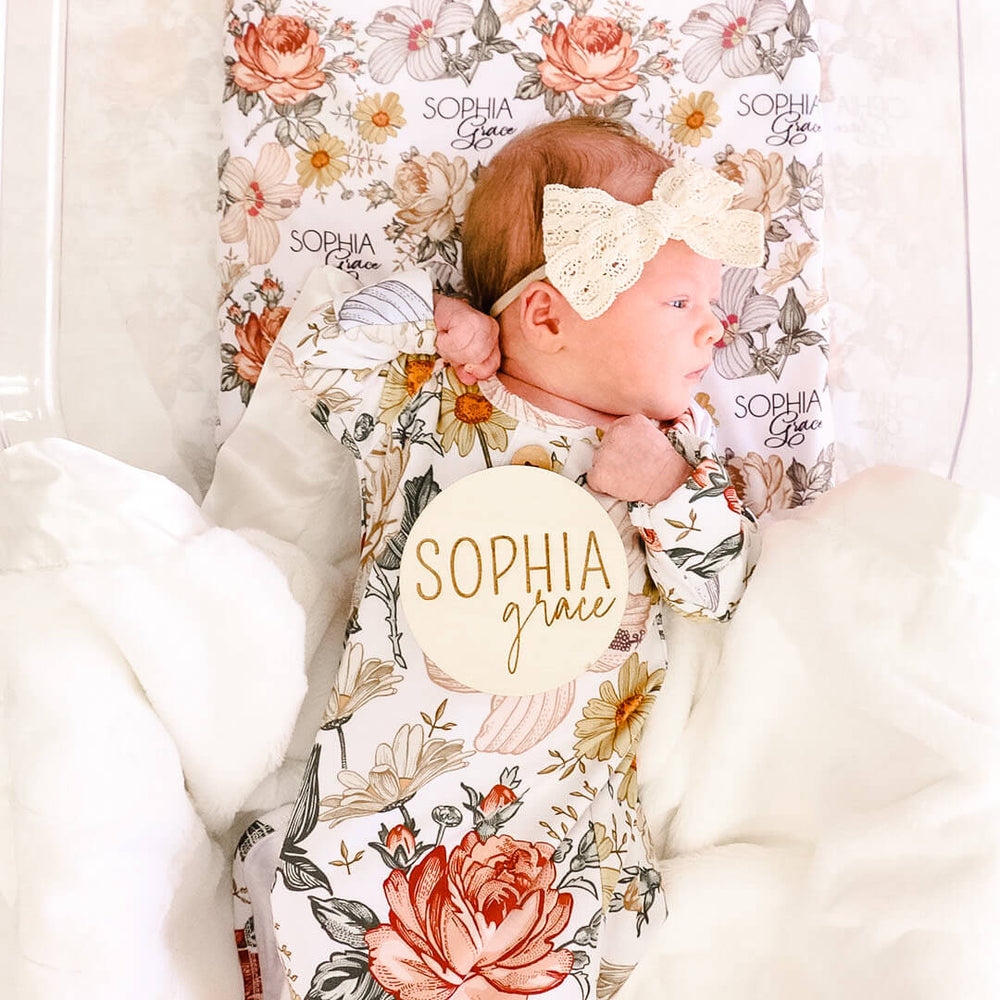 personalized baby name wood announcement block and script font