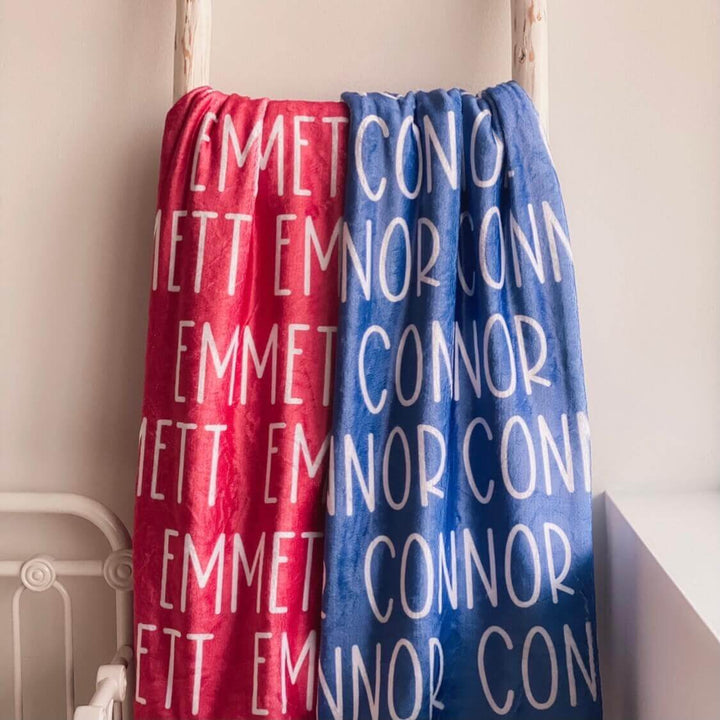 block font personalized color blankets 
