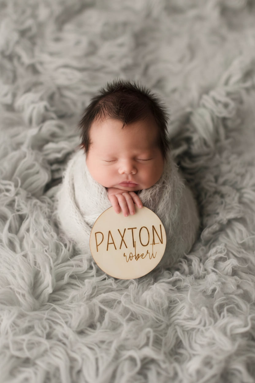 personalized baby name wood announcement block and script 