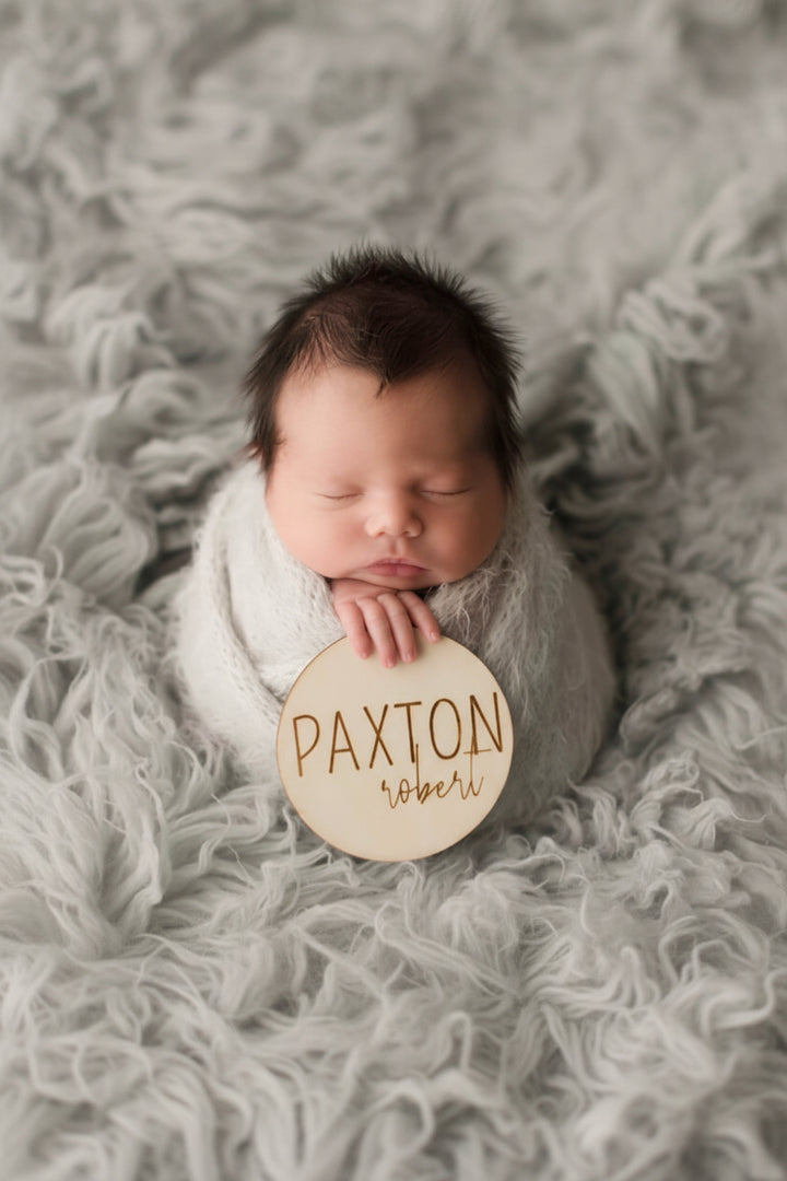personalized baby name wood announcement block and script 