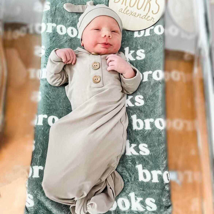 green personalized name blanket