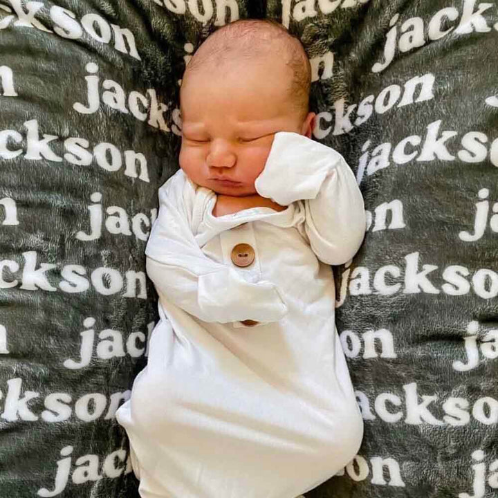 dark green personalized name blanket