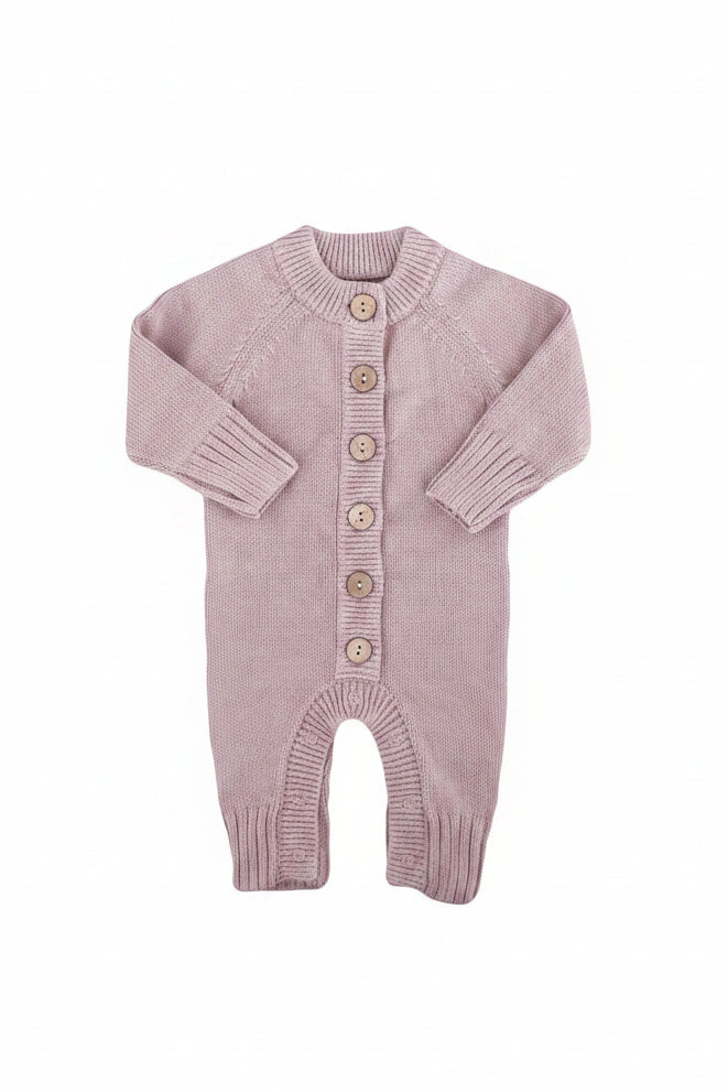 purple long sleeve sweater romper for babies