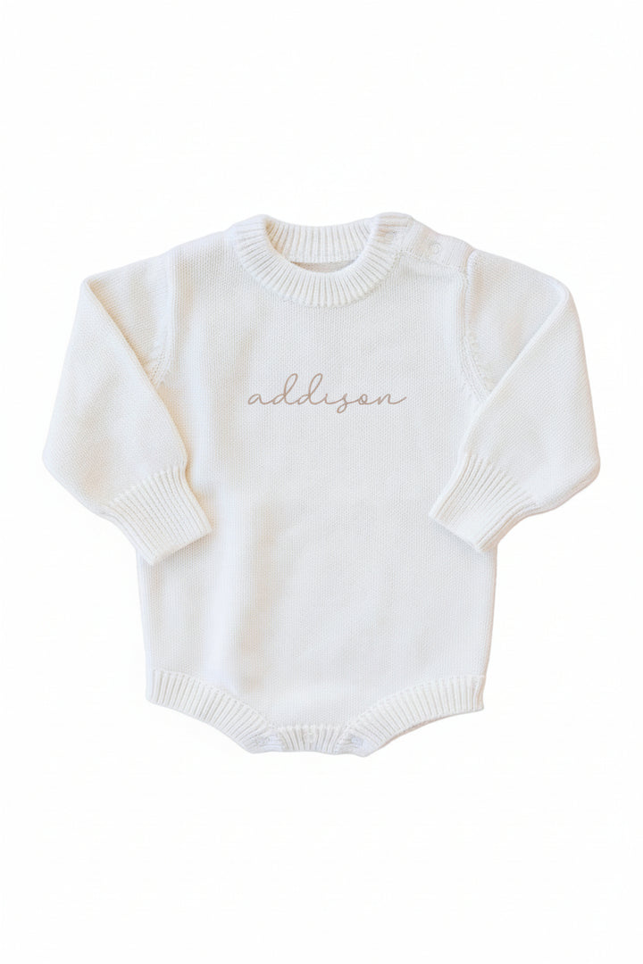 Personalized Printed Knit Sweater Bubble | Ivory