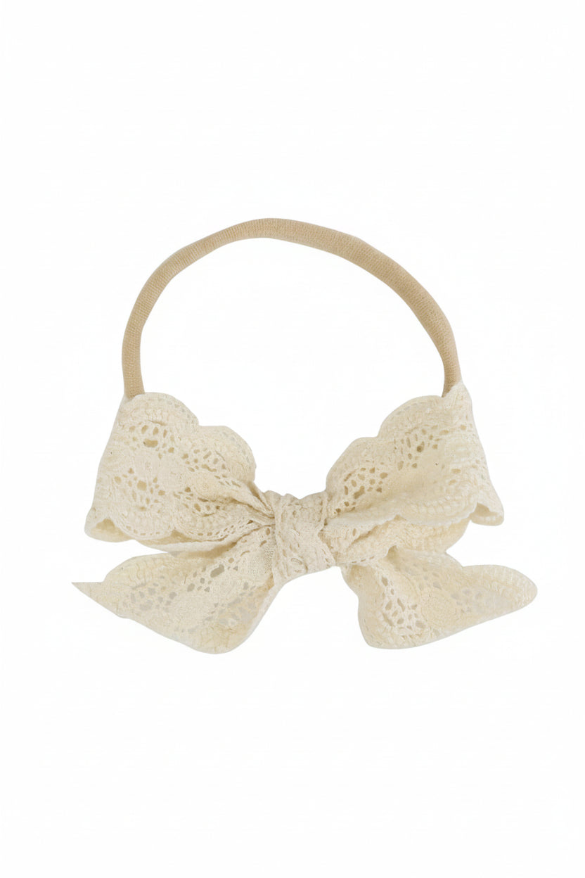 ivory lace bow headband