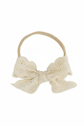 ivory lace bow headband