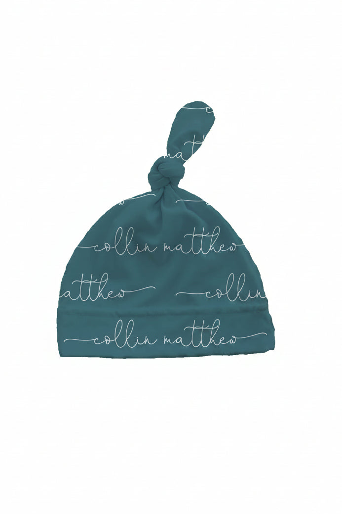 script font personalized knotted hat 