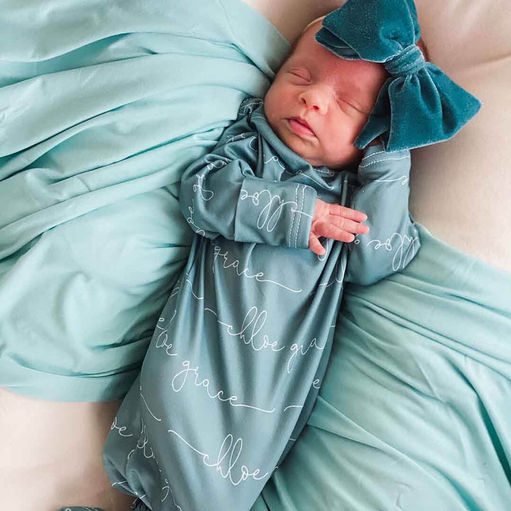 jade personalized baby knot gown