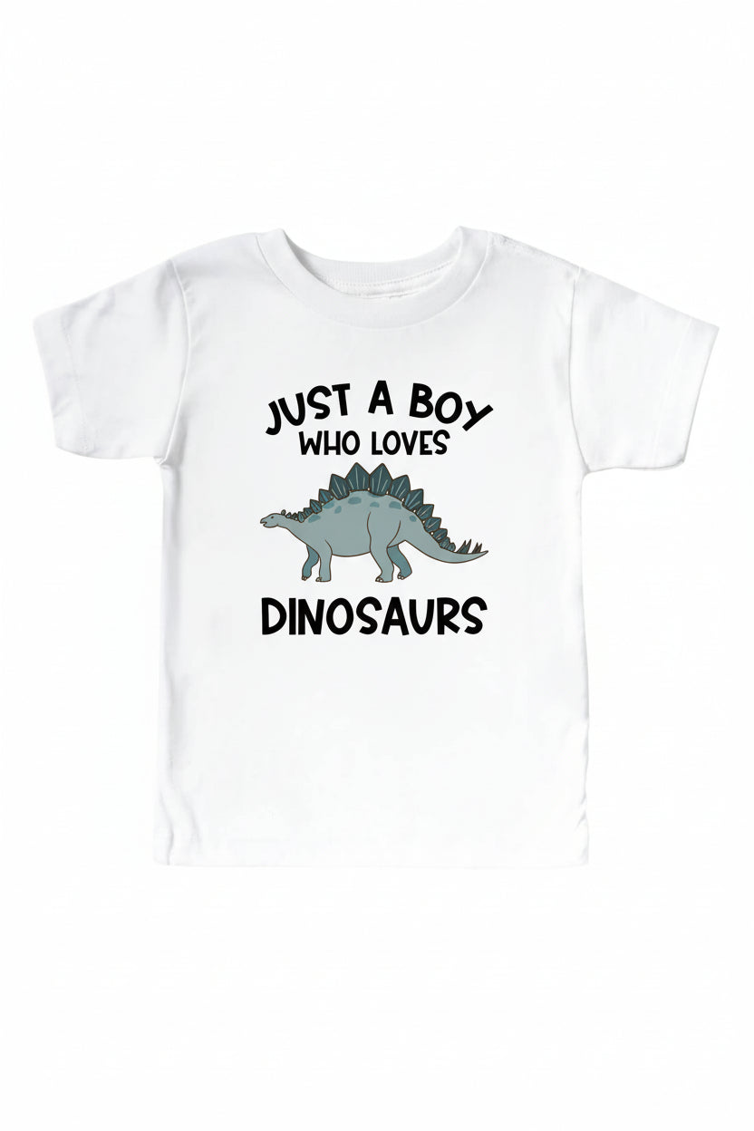 just a boy who loves dinosaurs graphic tee for kids 