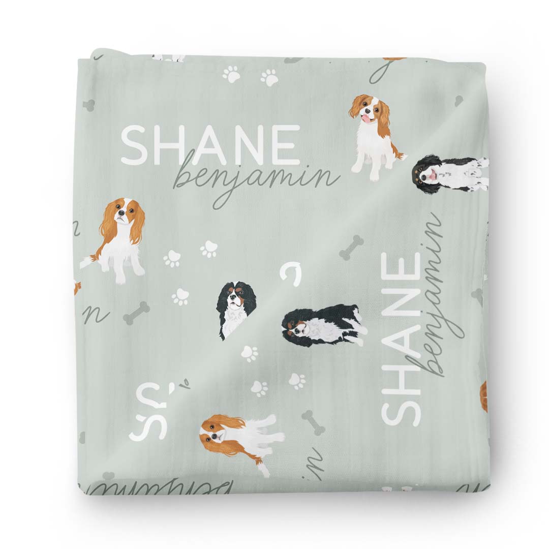 Personalized Baby Name Swaddle Blanket | Dog Breeds