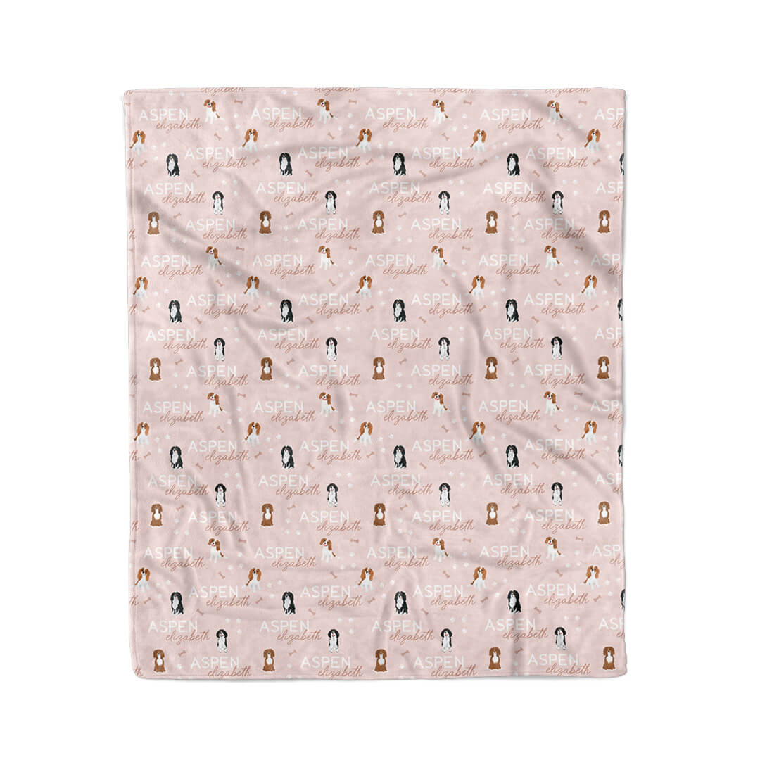 personalized kids blanket pink king charles 