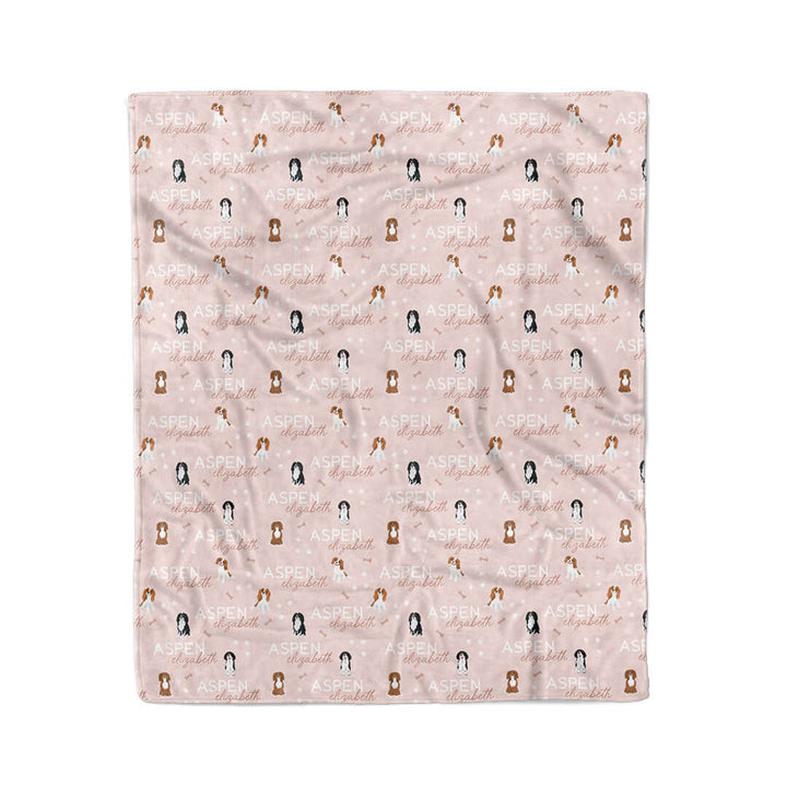 personalized kids blanket pink king charles 