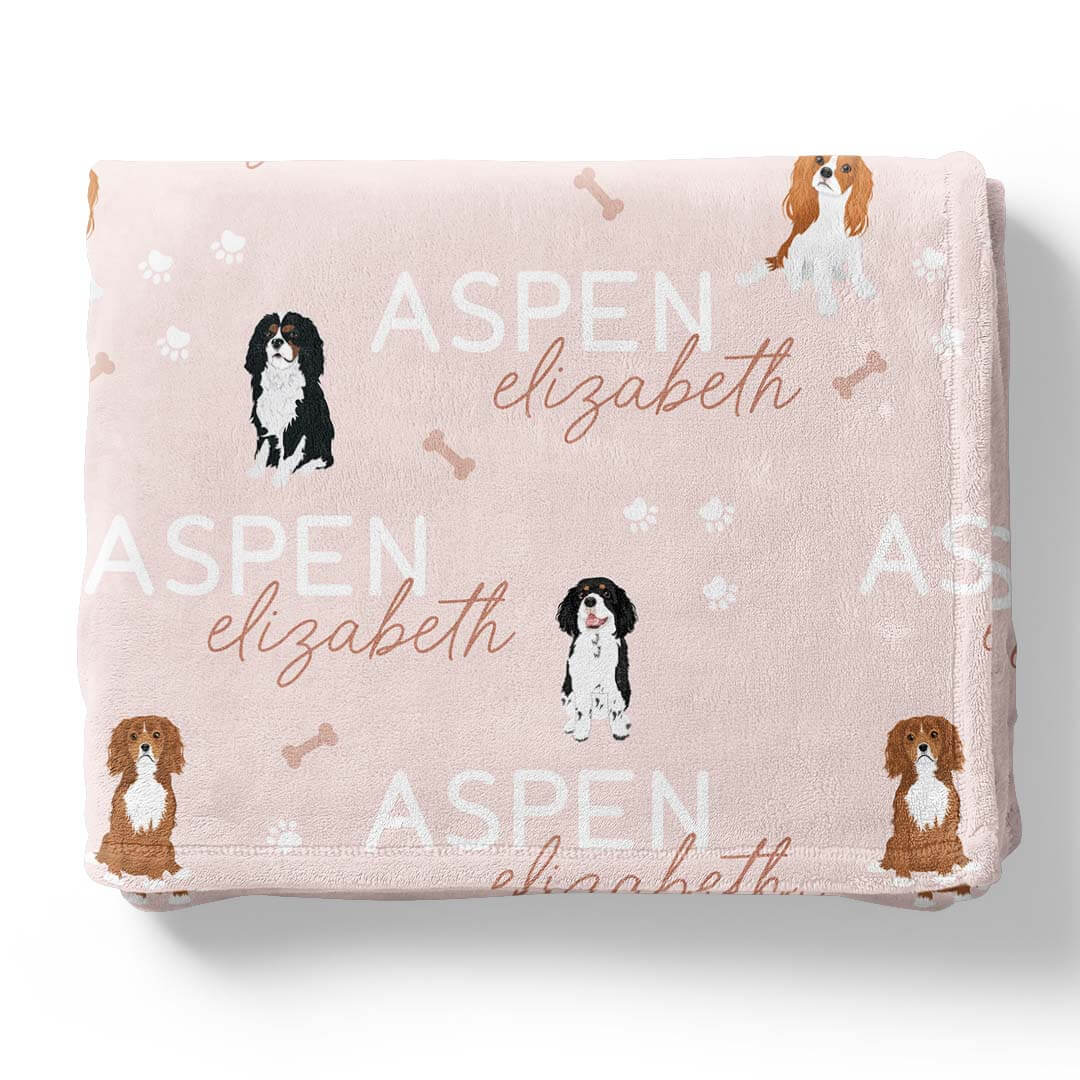 king charles personalized kids blanket pink