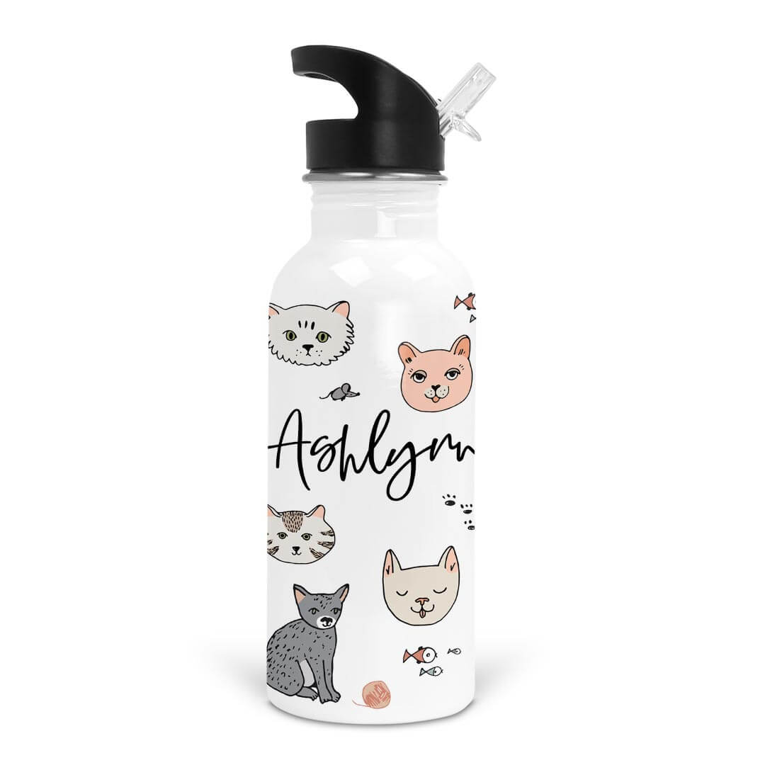 kitten personalized kids water bottle 