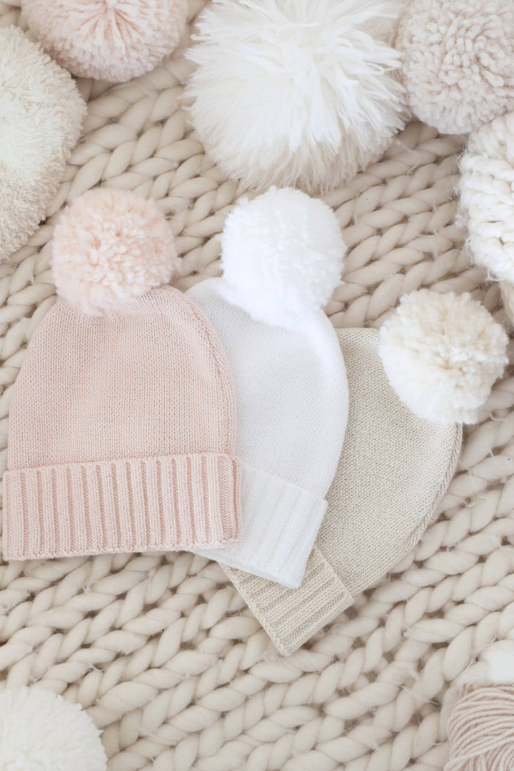 Knit Baby Pom Pom Beanie | Sweet Neutrals