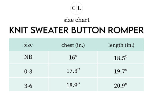 Sizing chart