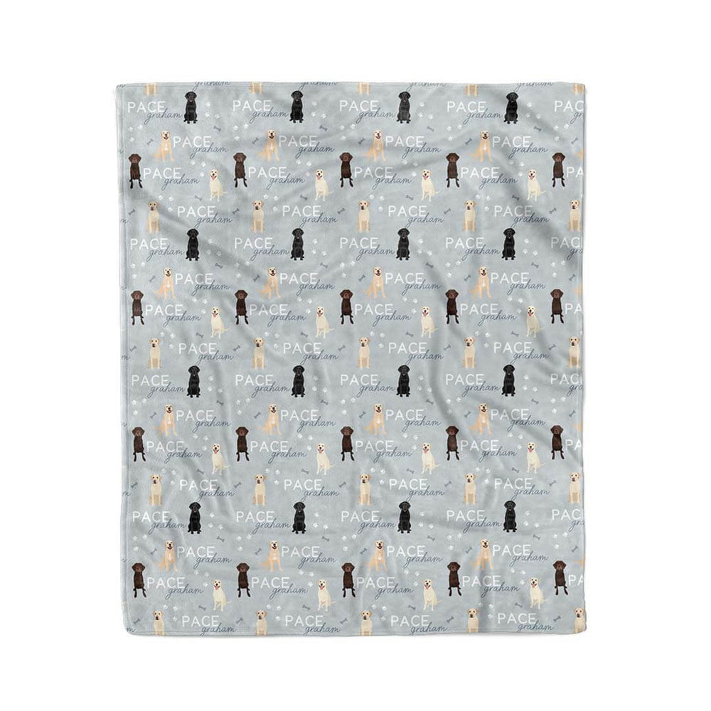 lab personalized kids blanket blue