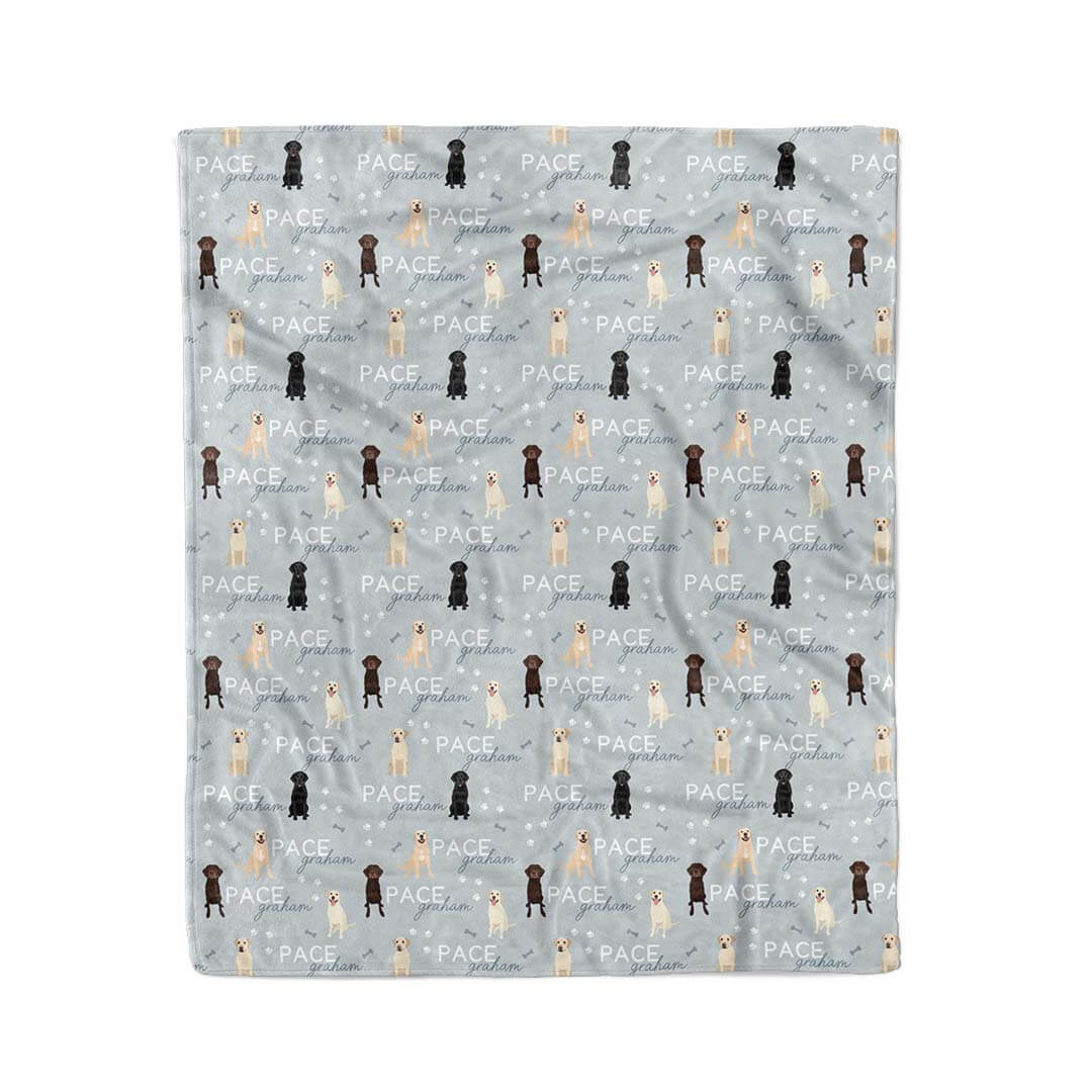lab personalized kids blanket blue