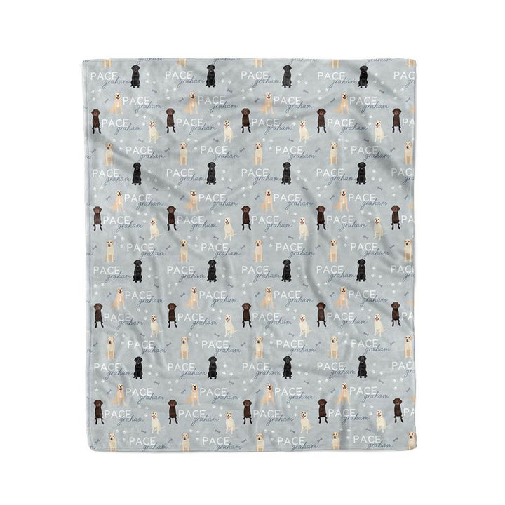 lab personalized kids blanket blue