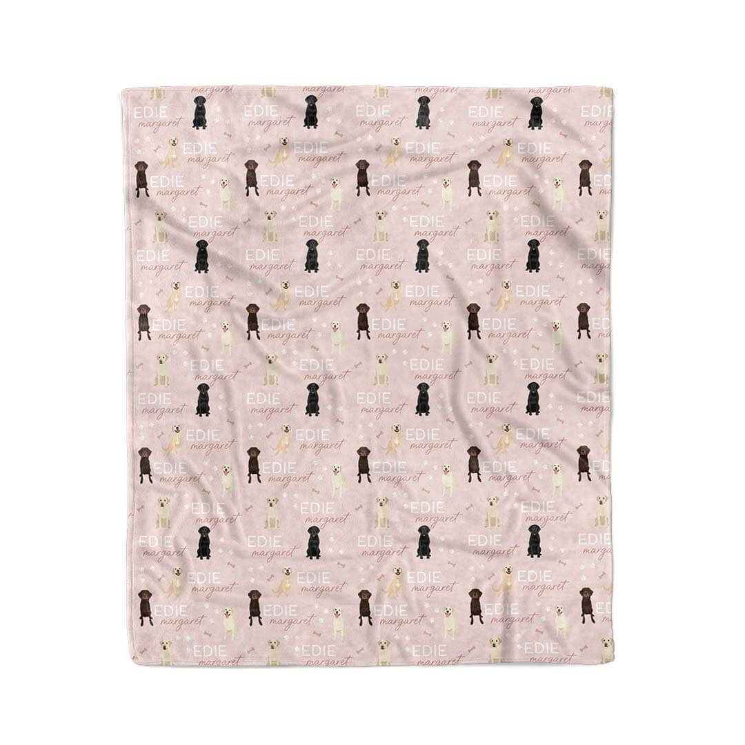 lab pink personalized kids blanket 