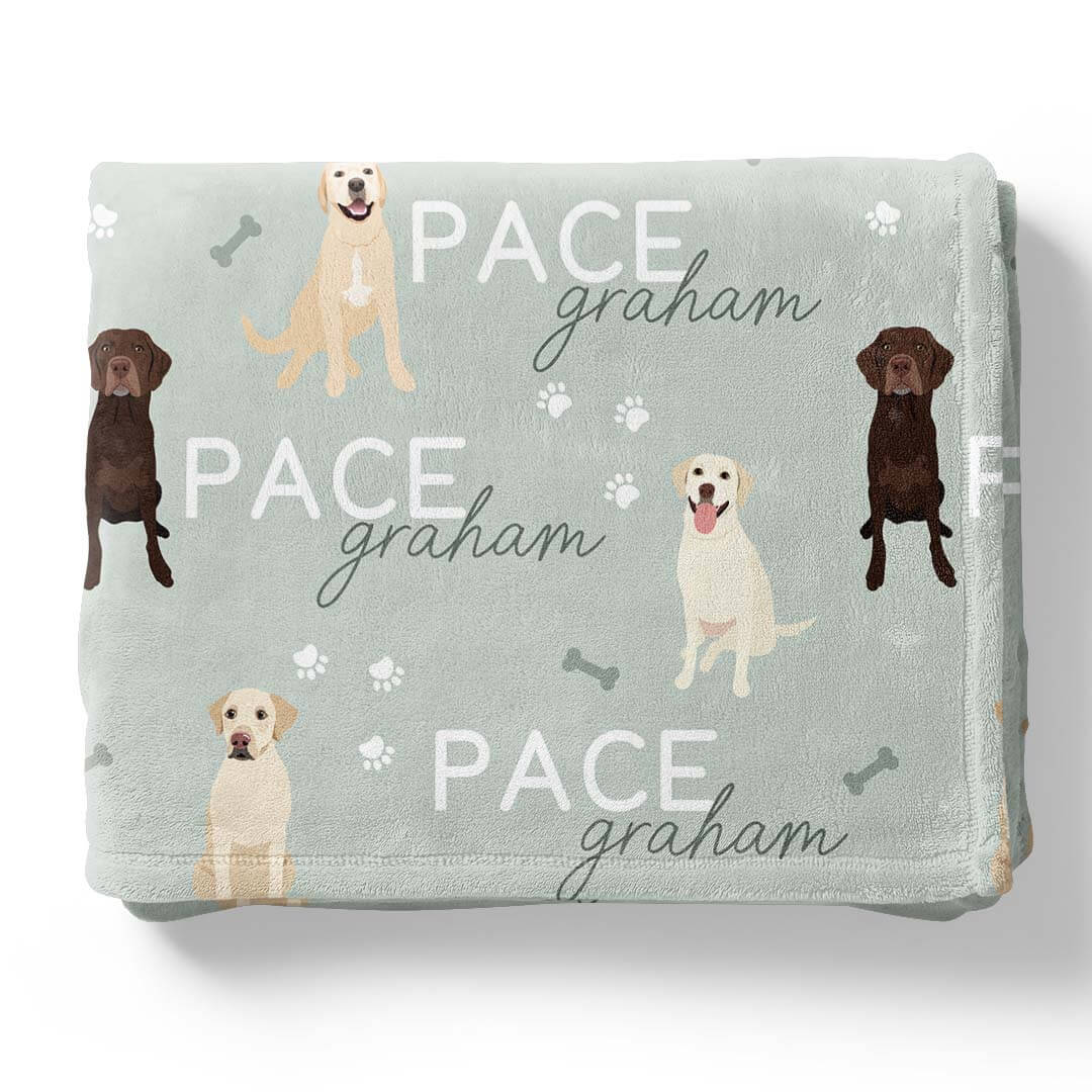 green personalized kids blanket lab 