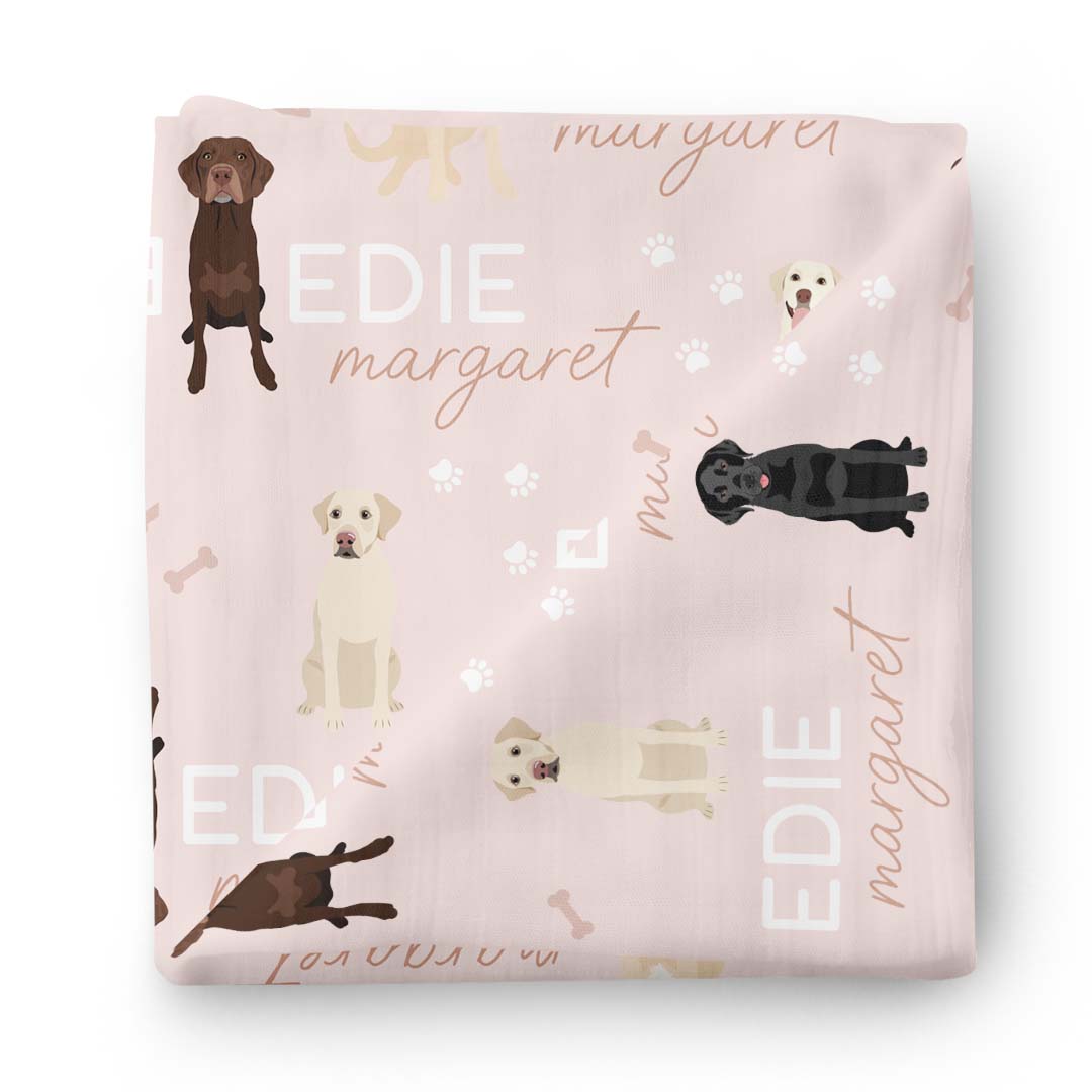 Personalized Baby Name Swaddle Blanket | Dog Breeds