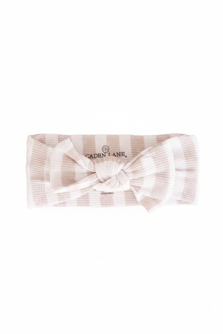 tan and white stripe headwrap for babies