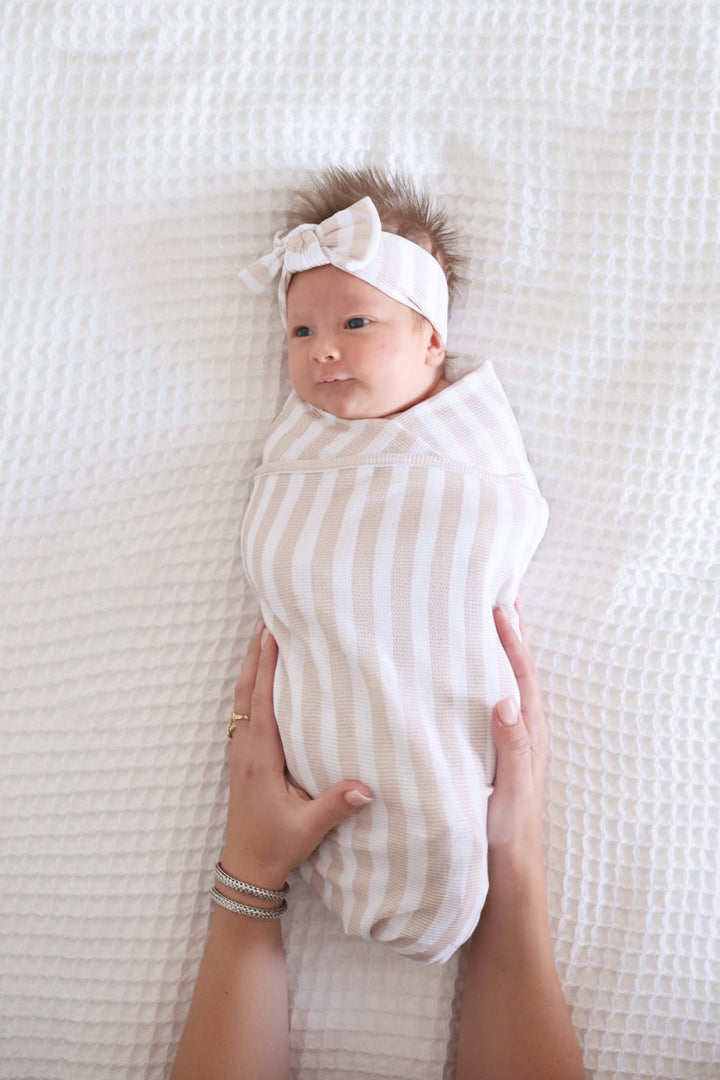 neutral striped bamboo swaddle blanket for newborns 