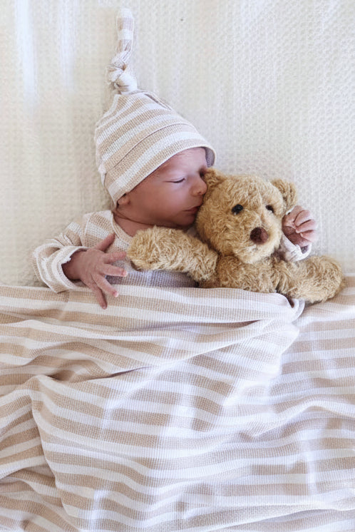 latte stripes oversized swaddle blanket for babies 