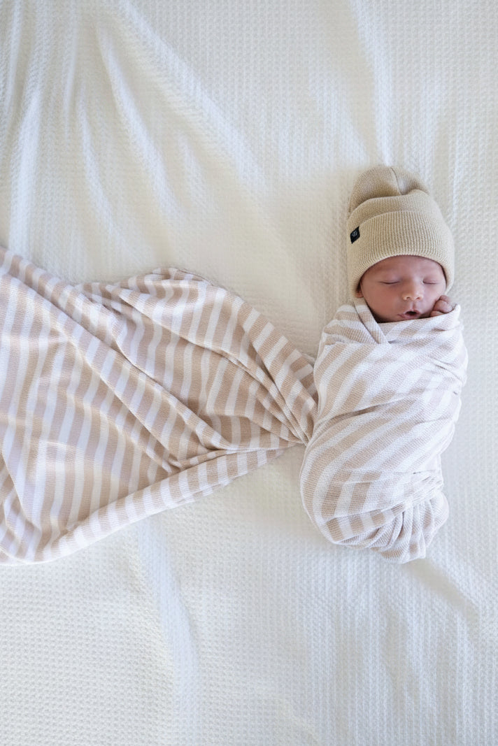 latte stripes oversized swaddle blanket for babies