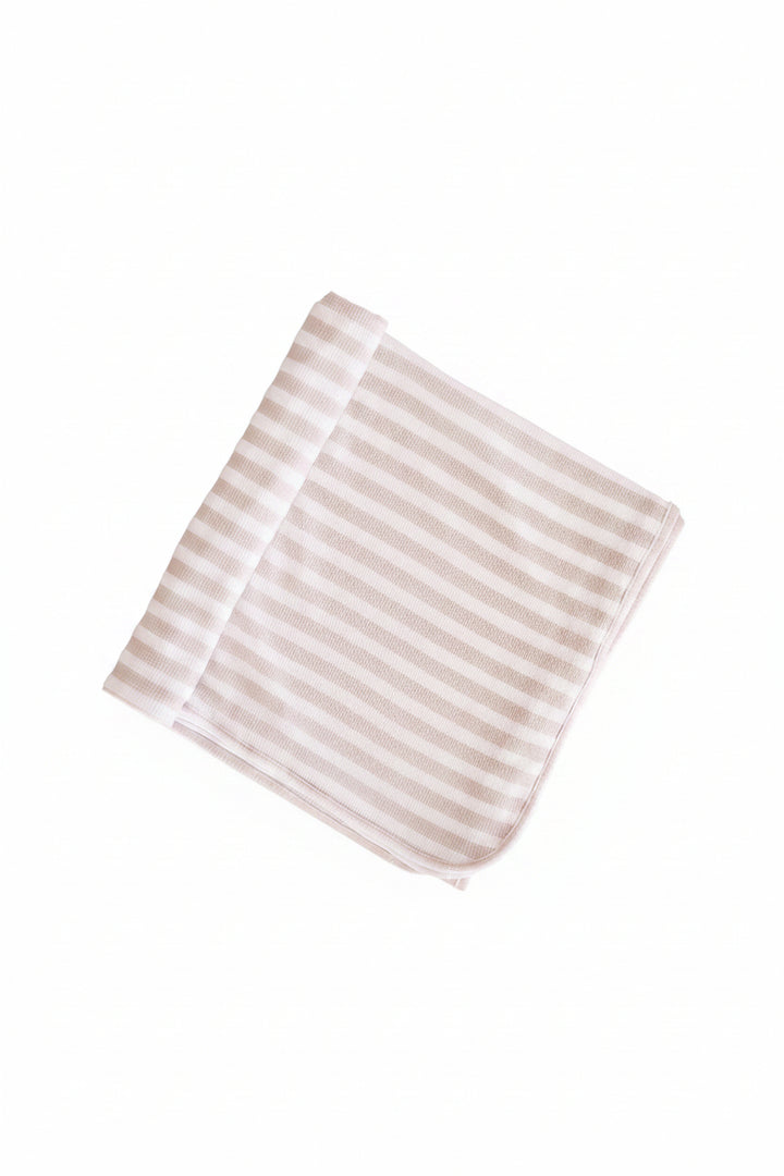 tan and white striped swaddle blanket for babies