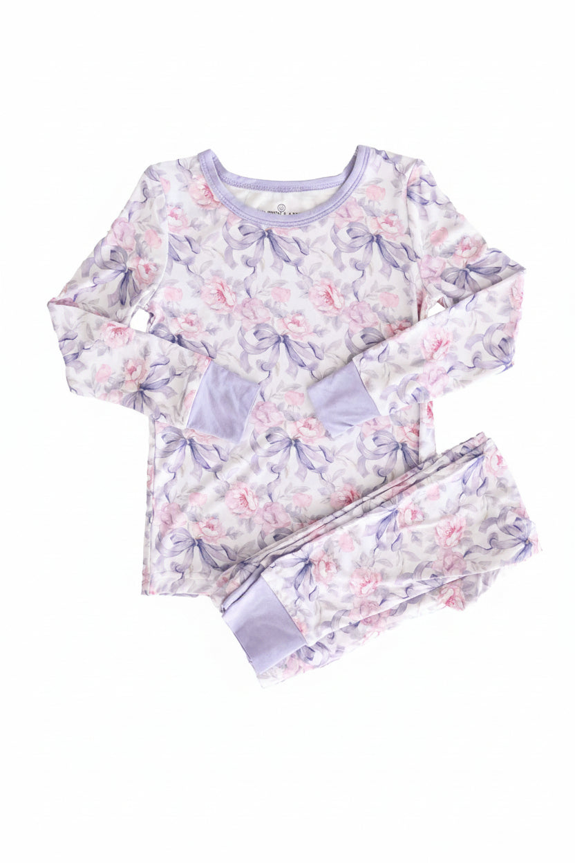 leighton's lavender two piece pajama set for girls bamboo viscose