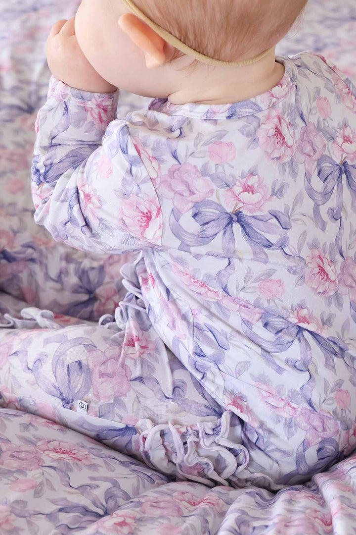 ruffle zipper footie pajama for baby girls leighton's lavender