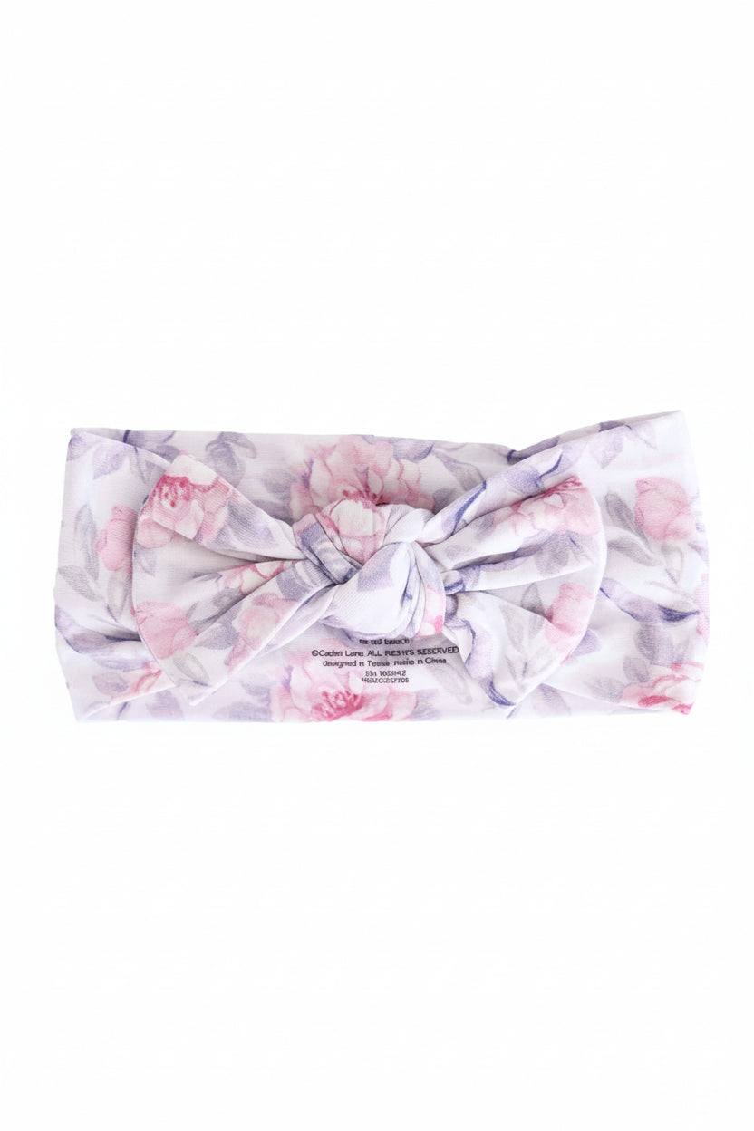 leighton's lavender knit large bow headwrap