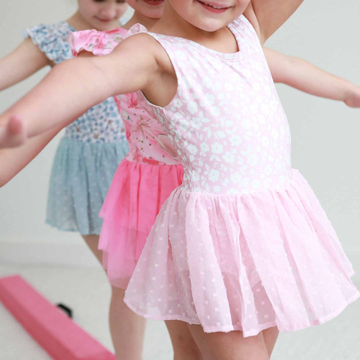 tutu skirt leotard with white flowers