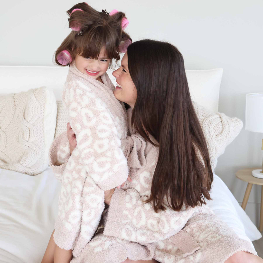 mommy and me matching leopard robes 