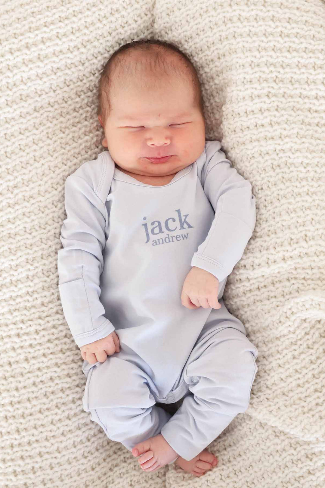 baby blue personalized romper for newborns