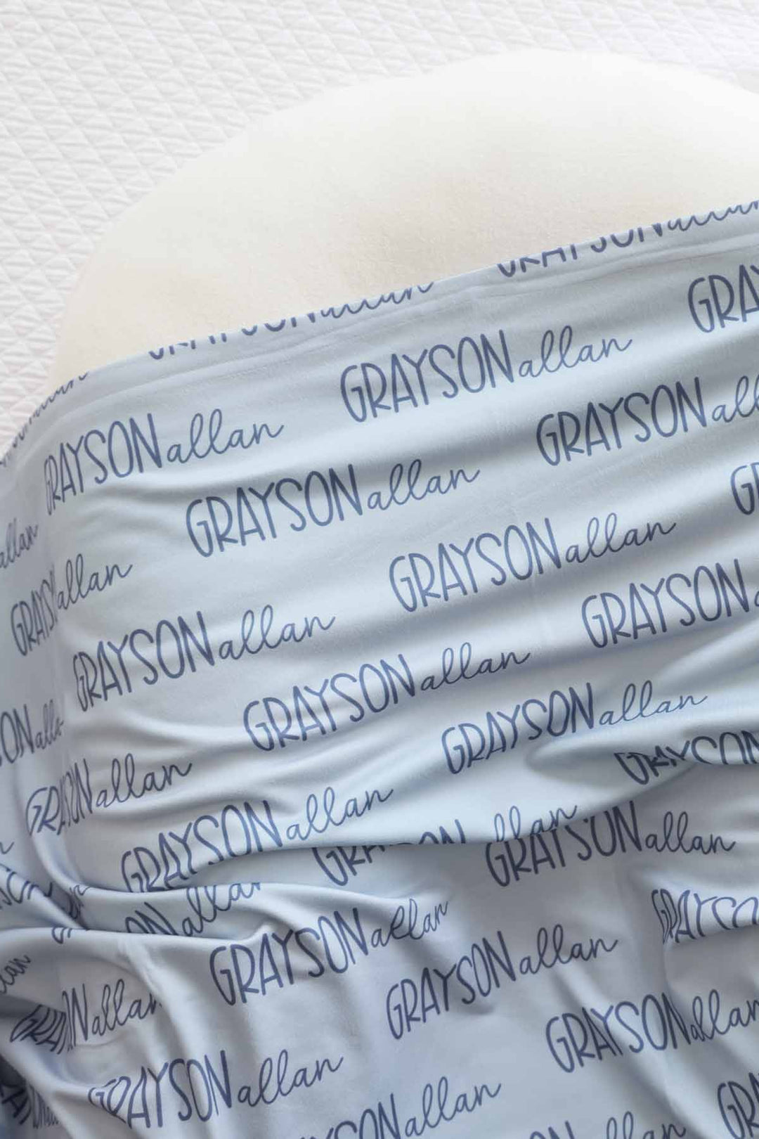 light dusty blue personalized swaddle blanket 