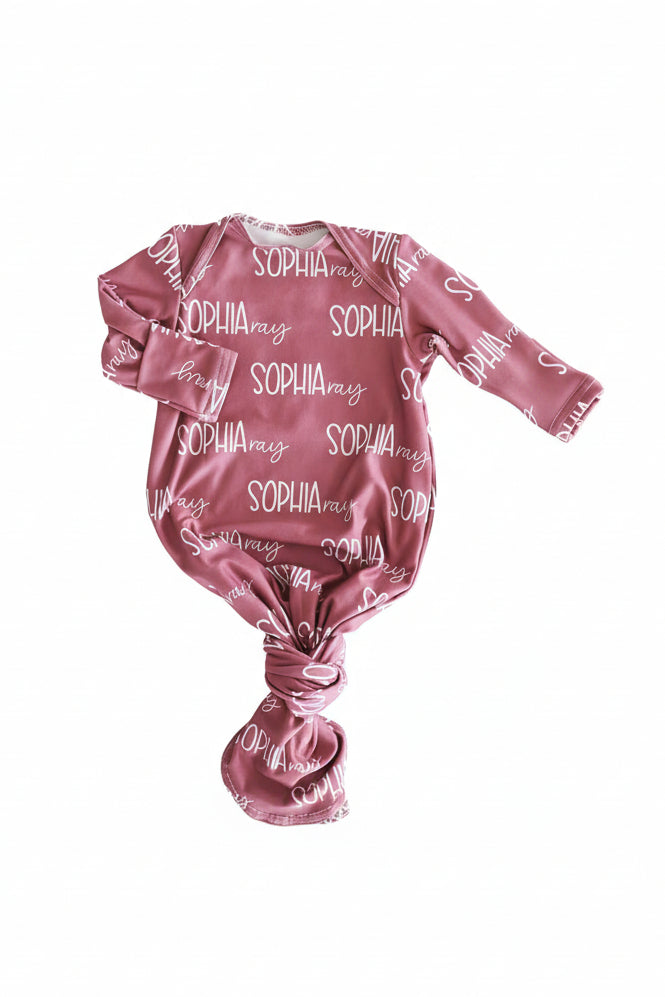 light dusty rose personalized knot gown only 