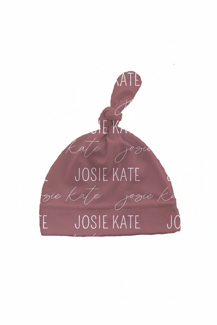 light dusty rose personalized knotted hat 
