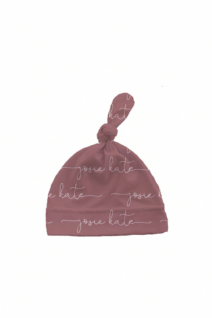 personalized knotted hat light dusty rose 