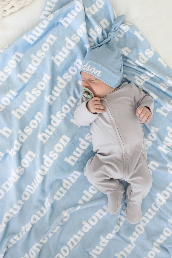 personalized color blanket sky blue 