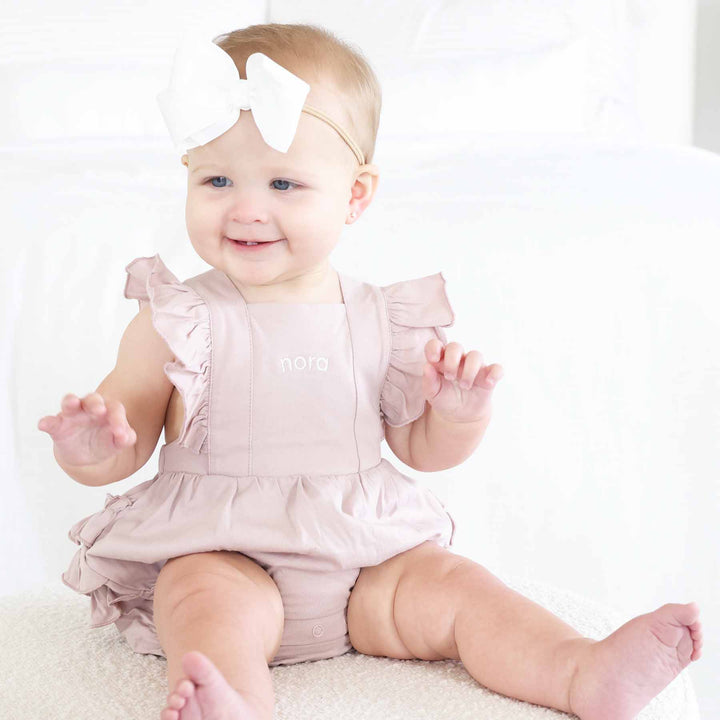 lilac ruffled romper for girls 