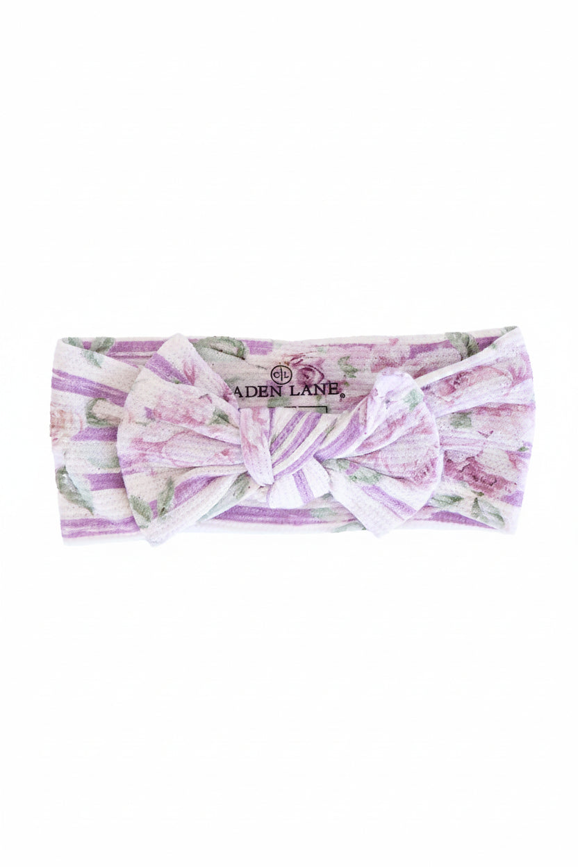 lila's lilac knit large bow headwrap